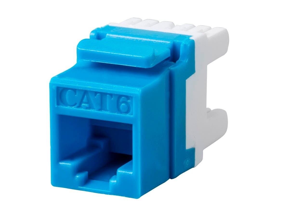 Monoprice Cat6 RJ-45 180-Degree Punch Down Keystone Jack Short body 28mm, Blue