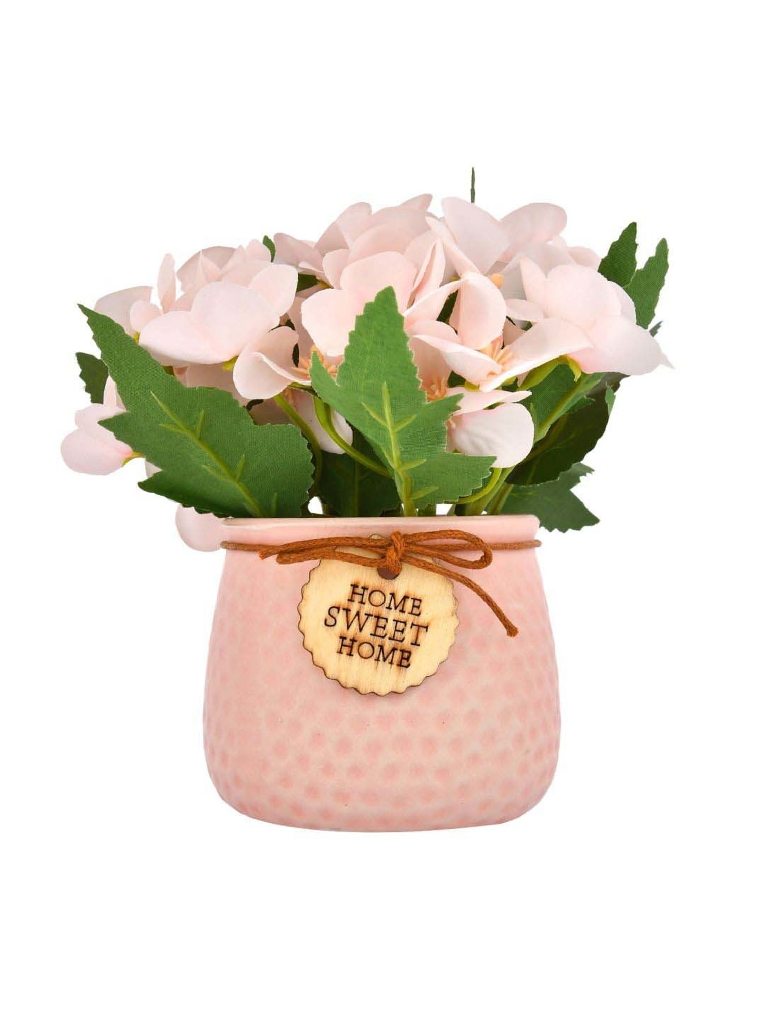 Tayhaa Pink & White Ceramic Artificial Flowers Bunch With Pot