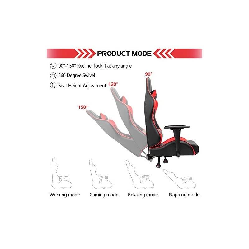 Gaming Chair High-Back PU Leather Racing Chair Ergonomic Computer Desk Executive Home Office Chair with Headrest and Lumbar Support (Blue)