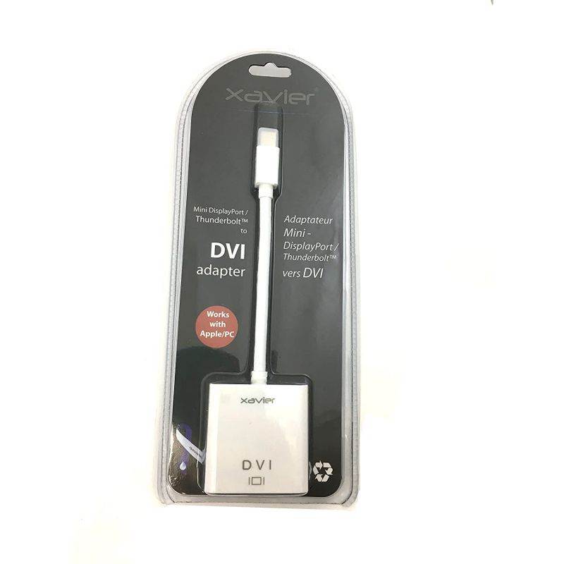 Xavier MDP-DVI Thunderbolt Video for Apple to DVI Female Adapter, 6", Adapts Mini DisplayPort, White