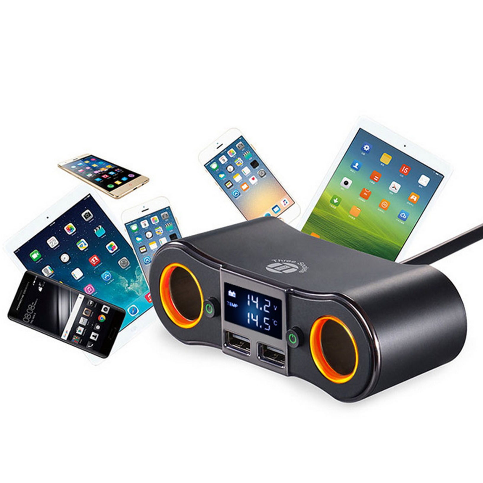 12V Car Cigarette Lighter Adapter 2Way Double Plug Socket Charger Splitter H8D9N