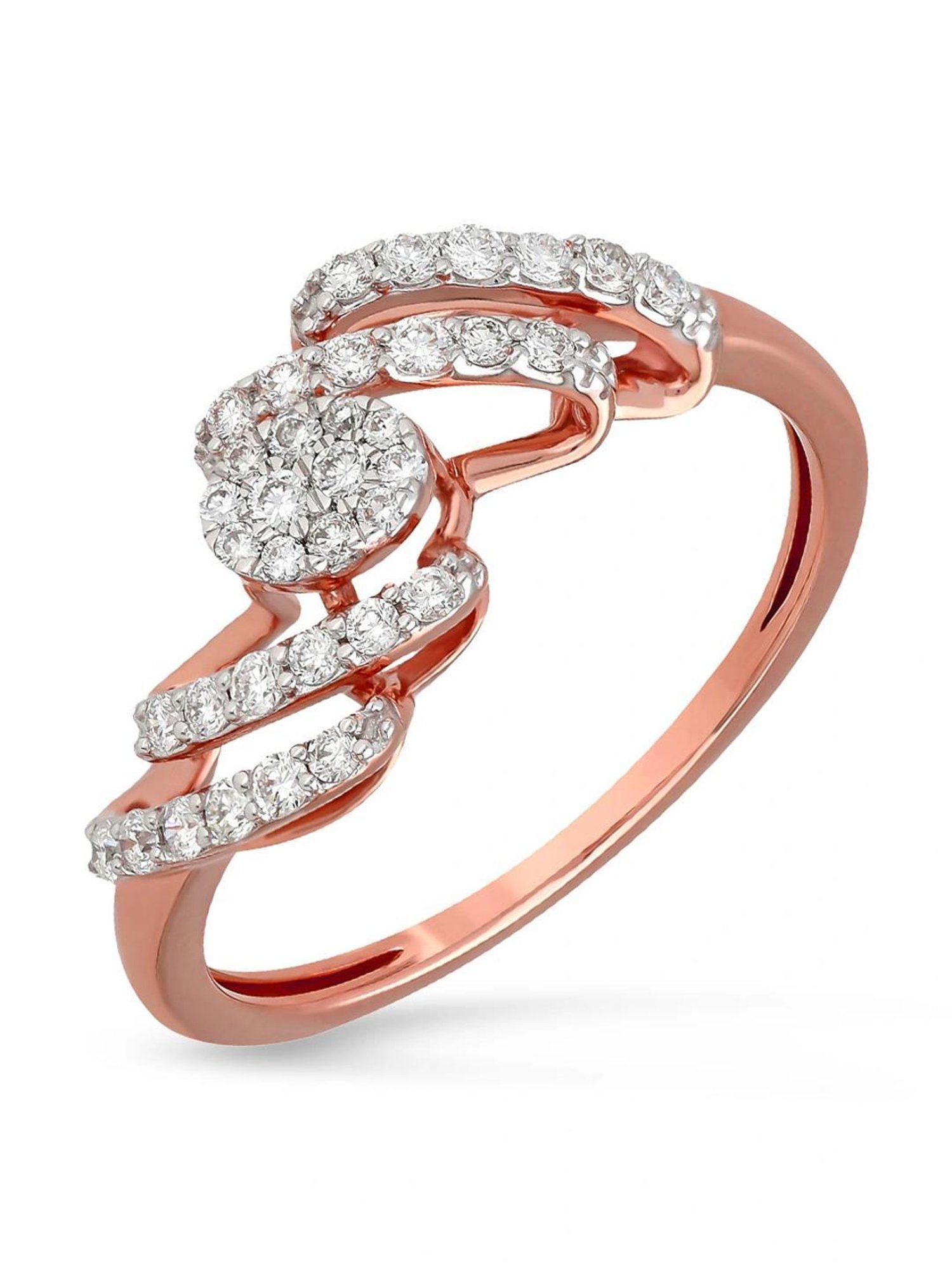 Mia By Tanishq Nature's Finest 14k Yellow Zigzag Treasures Gold Diamond Ring