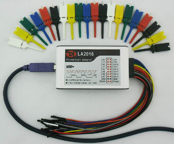 WWH-1pc LA2016 logic analyzer usb oscilloscope 16 full channel sampling rate 200M and 100M PWM output