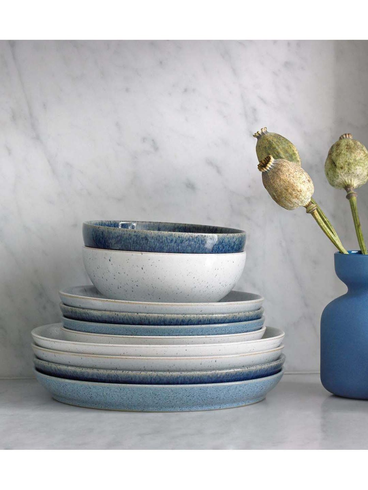 DENBY Studio Blue Stoneware Flint Medium Coupe Plate (21 cm) - Set of 1