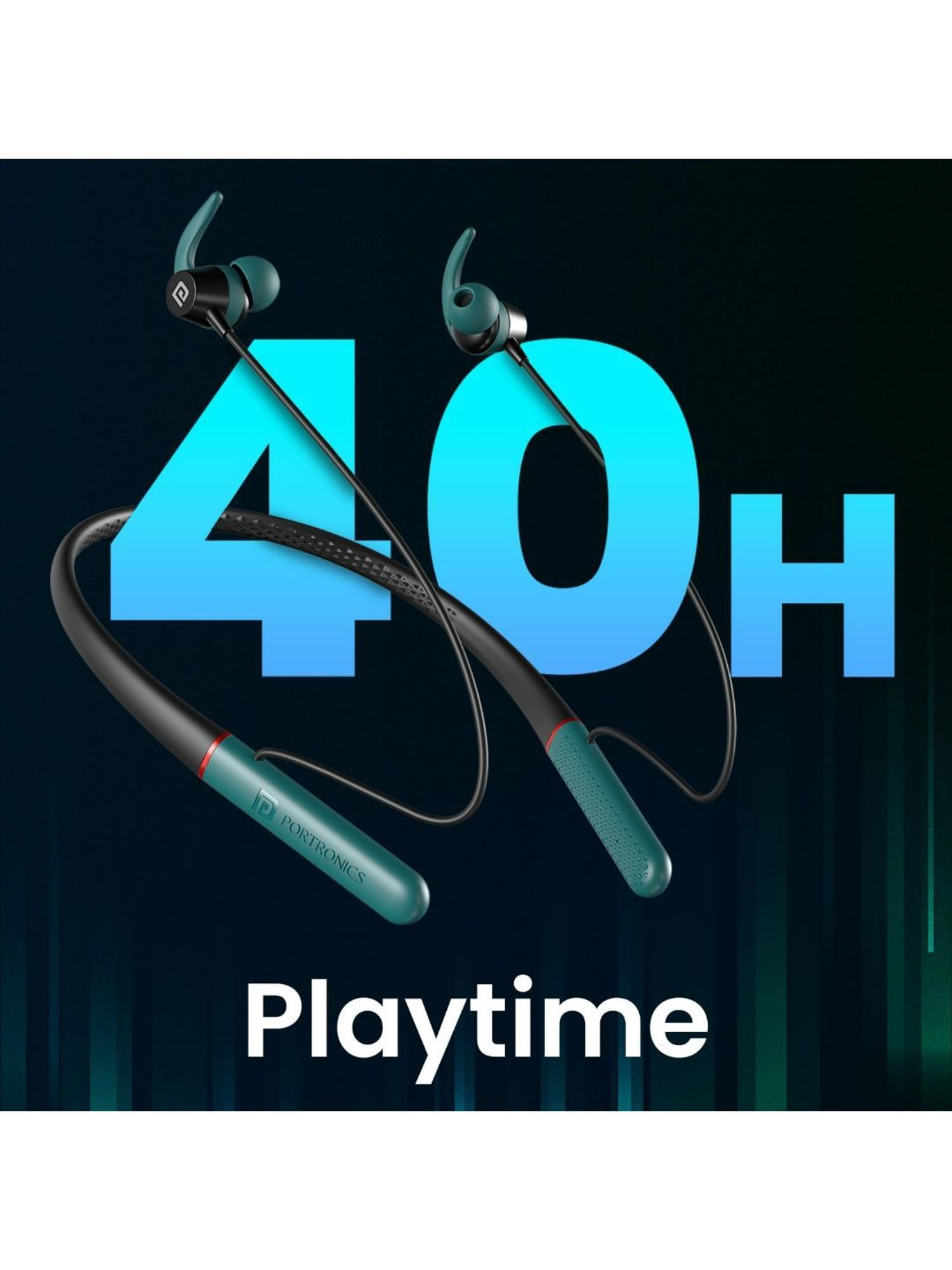 Portronics Harmonics X2 Bluetooth Neckband with Upto 40Hours Playtime, HD Mic (Black)