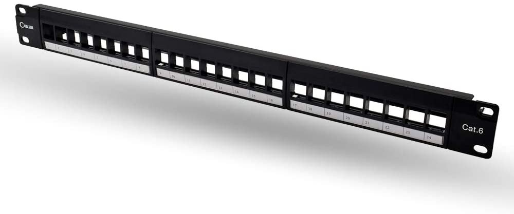 NewyorkCables Keystone Patch Panel 24 Port 1U Rackmount or Wall Mount UTP Unloaded Patch Panel Blank for Ethernet Cables - Multimedia Patch Panel