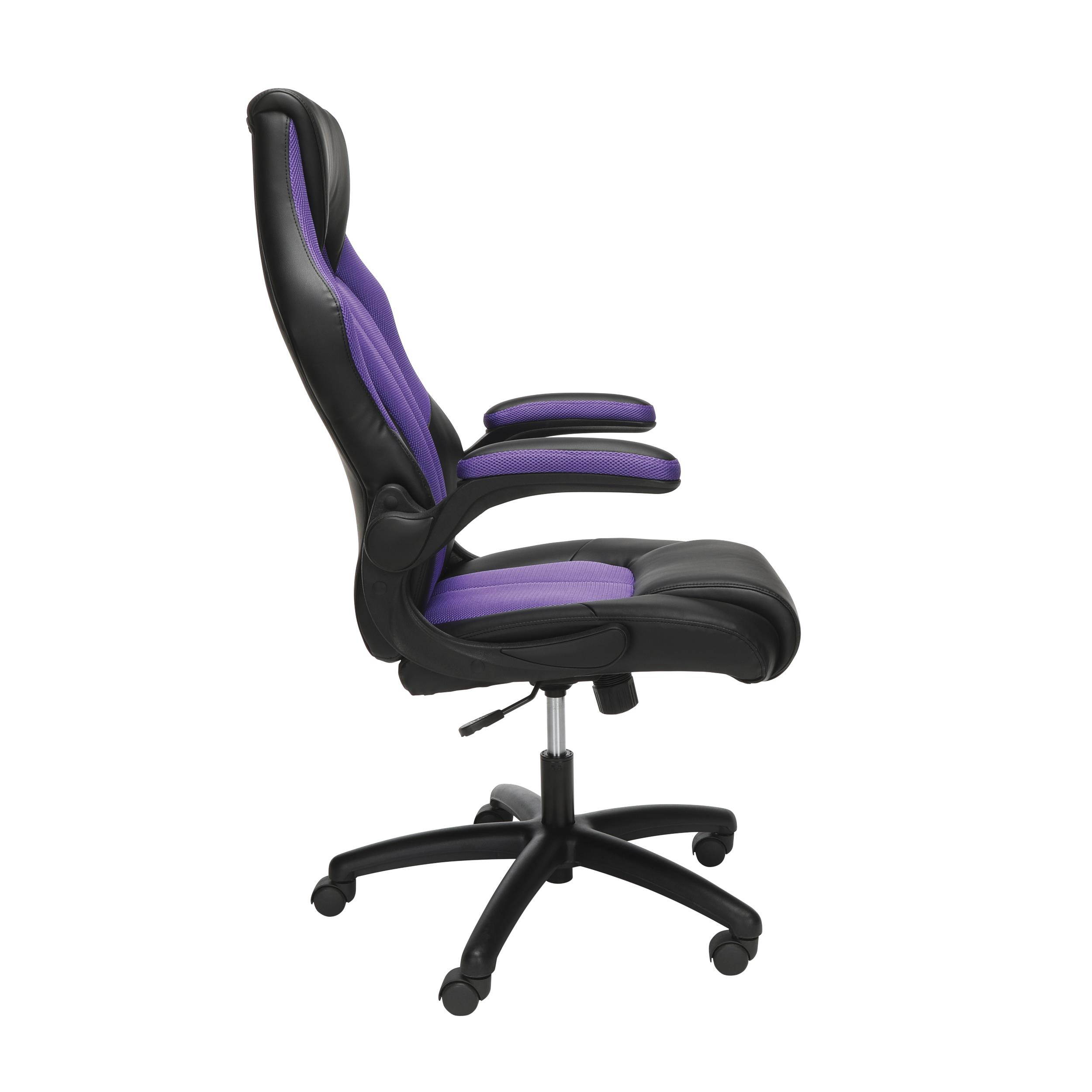 OFM Essentials Collection High-Back Racing Style Bonded Leather Gaming Chair, in Purple (ESS-3086-PUR)