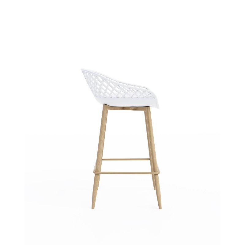 Set of 2 Kurv Counter Height Barstool White/Natural - Jamesdar