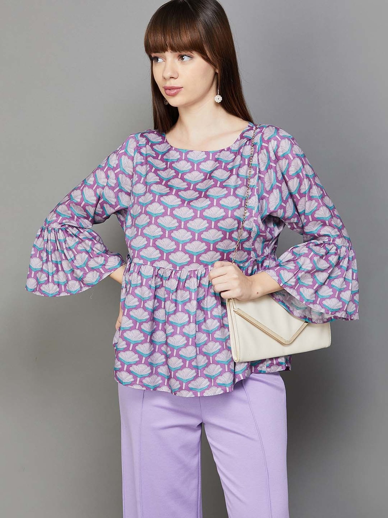 Colour Me by Melange Purple Printed Top