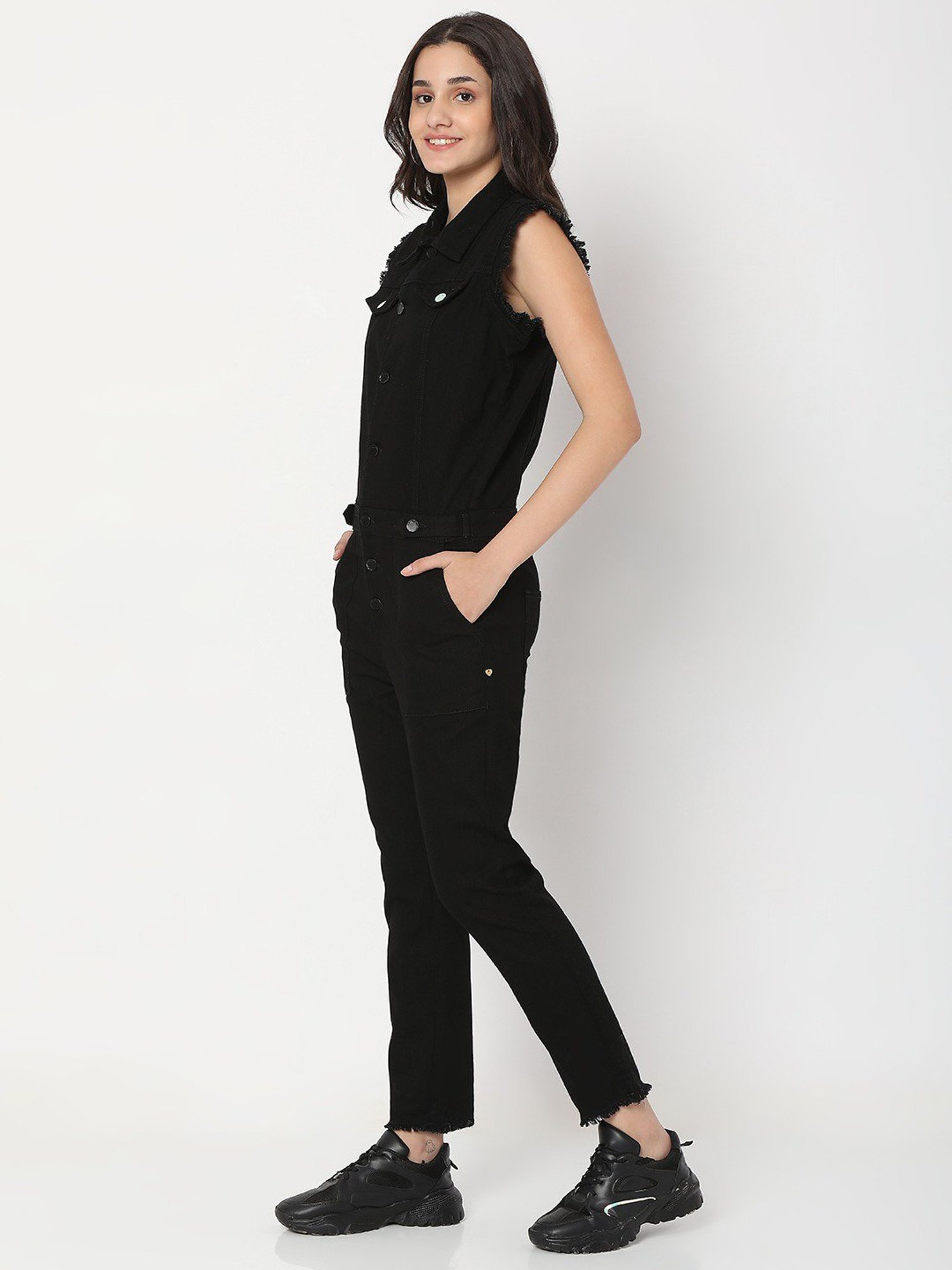 Spykar Black Maxi Jumpsuit