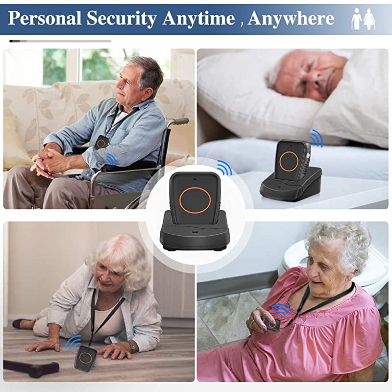 Wireless TwoWay Conversation Caregiver Pager for Elderly Senior Patient Personal Alert Alarm Nurse Call Button for Home Safety Alert System