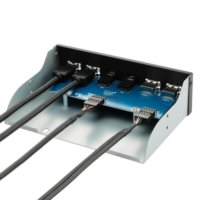 5.25 Inch Front Panel 4 Ports USB Hub w/ HD Audio Output Port & Microphone Input,2 Port USB 3.0 & 2 Ports USB 2.0 Hub w/ Stereo Audio Mic 5.25" CD-ROM Bay Bracket