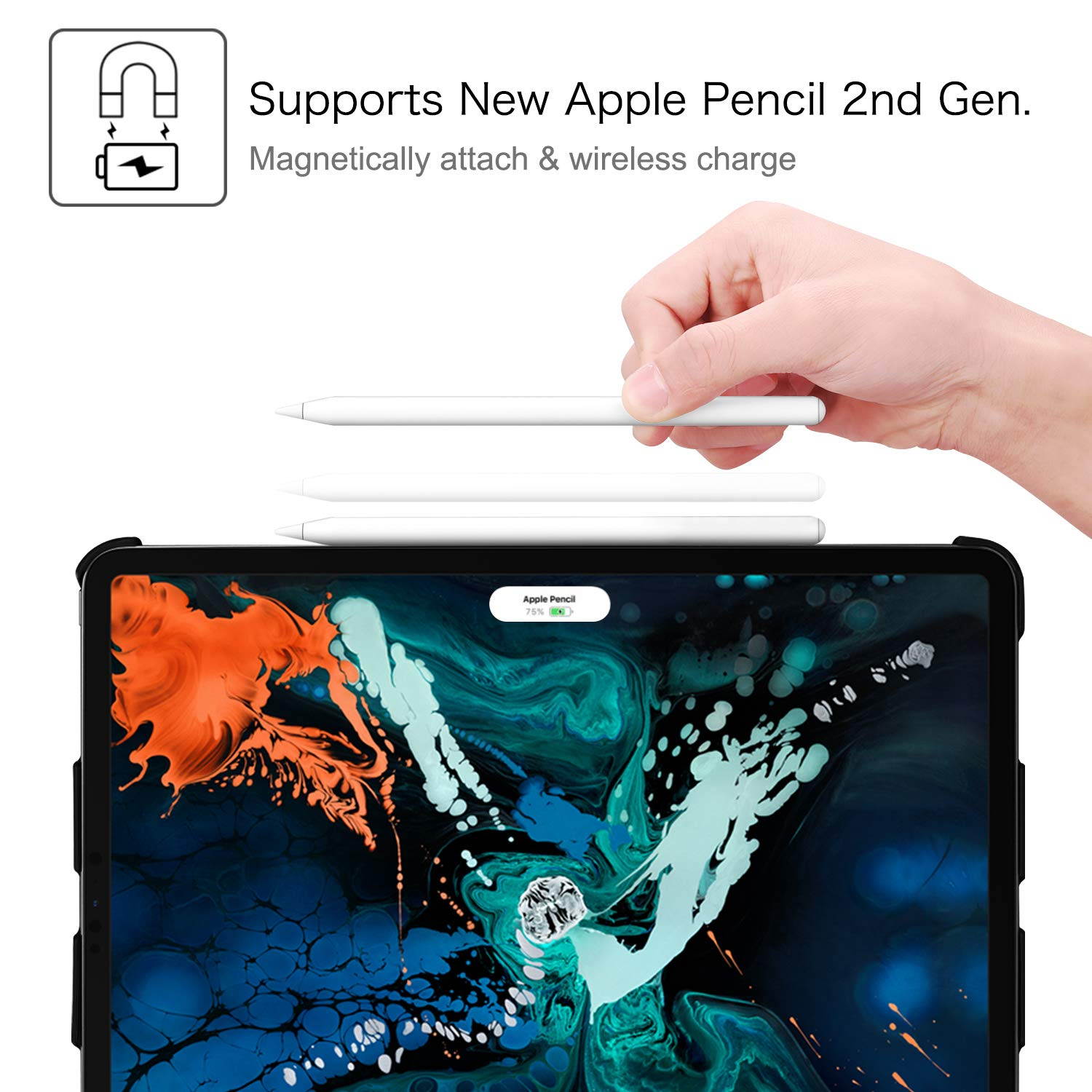 Fintie Keyboard Case for iPad Pro 12.9 3rd Gen 2018 - [Supports 2nd Gen Pencil Charging Mode] Folio Stand Cover with Removable Wireless Bluetooth Keyboard, Black