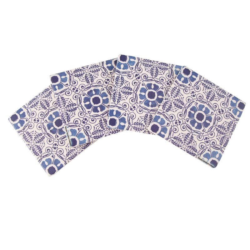 4pk Cork Marrakesh Coaster Set Blue - Thirstystone