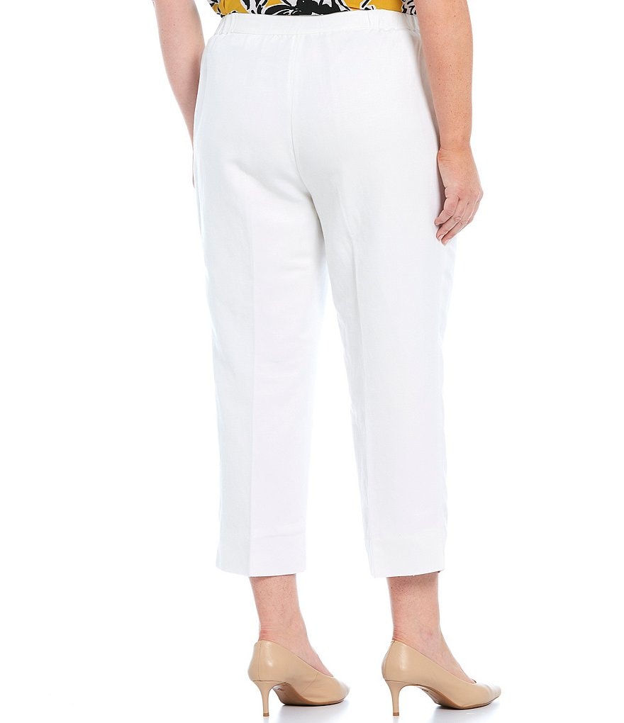 Kasper Plus Size Side Zip Cropped Linen Pants