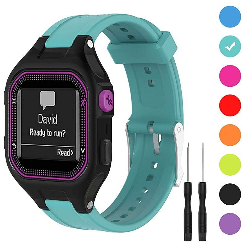 Bands Compatible with Garmin Forerunner 25 Soft Silicone Replacement Watch Band Strap for Garmin Forerunner 25 GPS Running Watch STeal Small