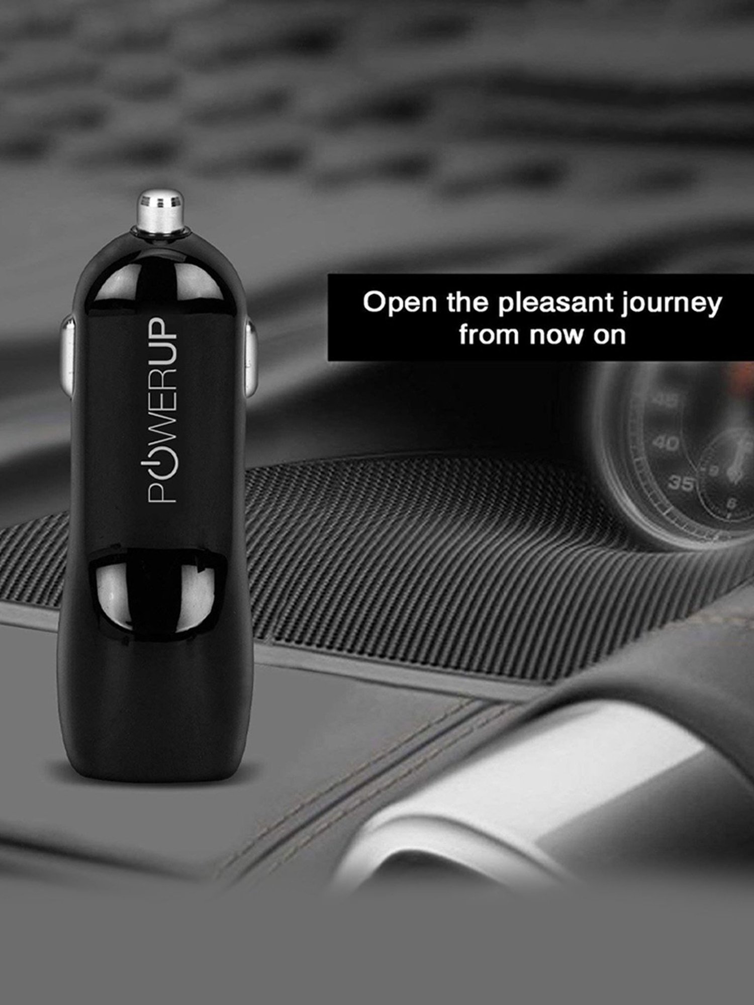 Powerup Travel Pack Mobile Charging Kit Combo Car Charger Adapter (Black/White)