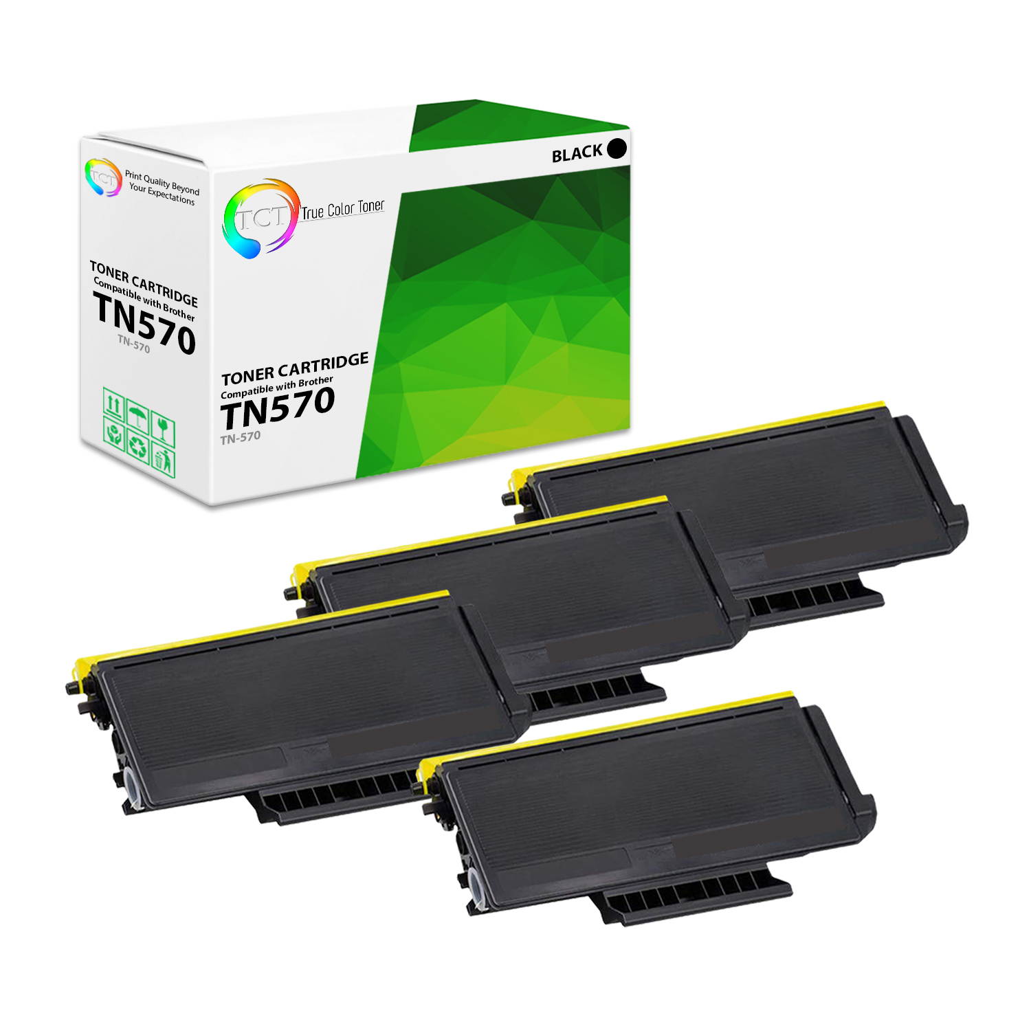 TCT Premium Compatible Toner Cartridge Replacement for Brother TN-570 TN570 Black High Yield works with Brother DCP-8040 8045 HL-5140 5150 5170 MFC-8120 8220 8440 8640 Printers (7,000 Pages) - 4 Pack