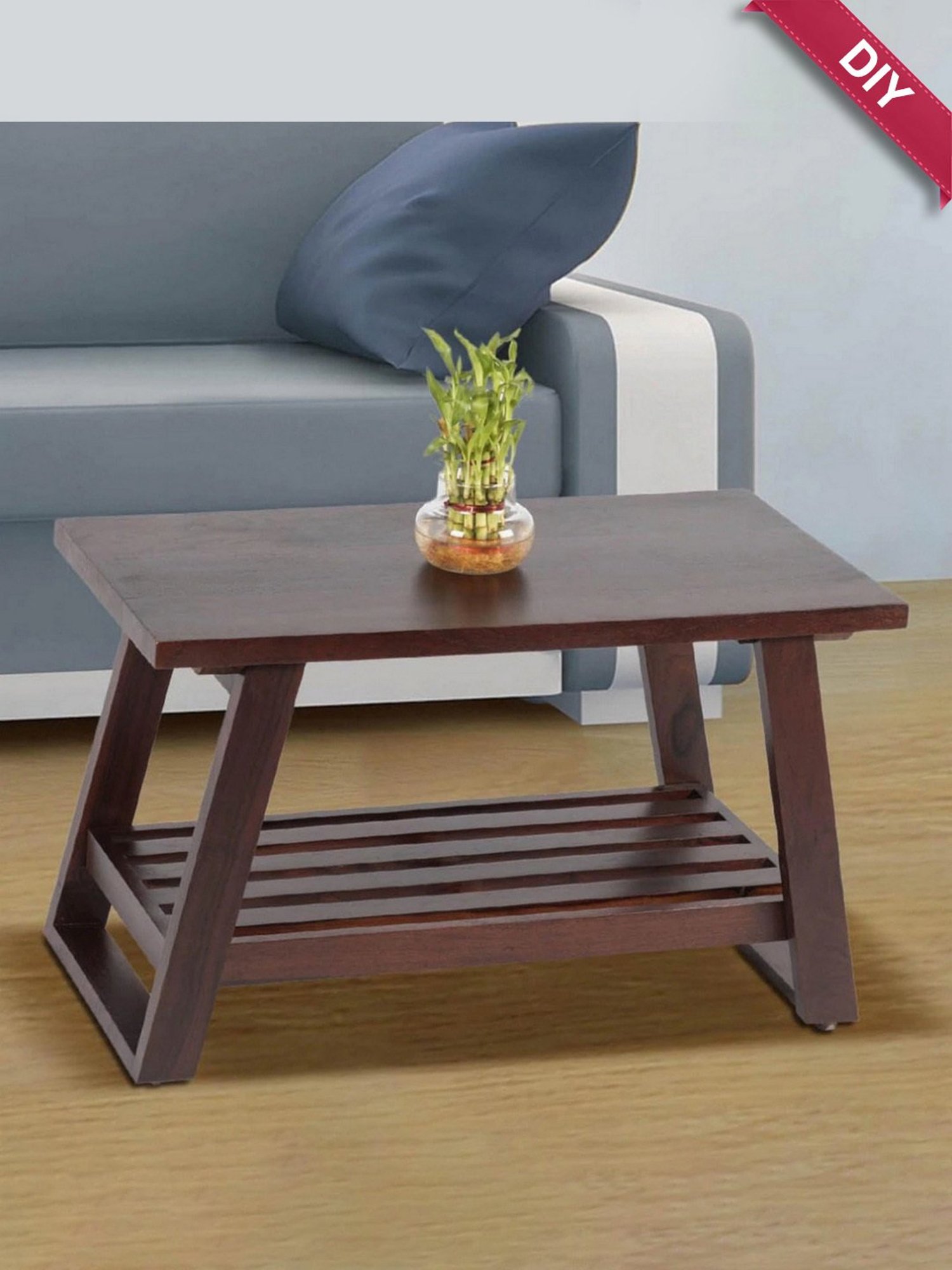 Ikiriya Alison Dark Brown Wood Coffee Table for Living Room Dark Walnut Finish