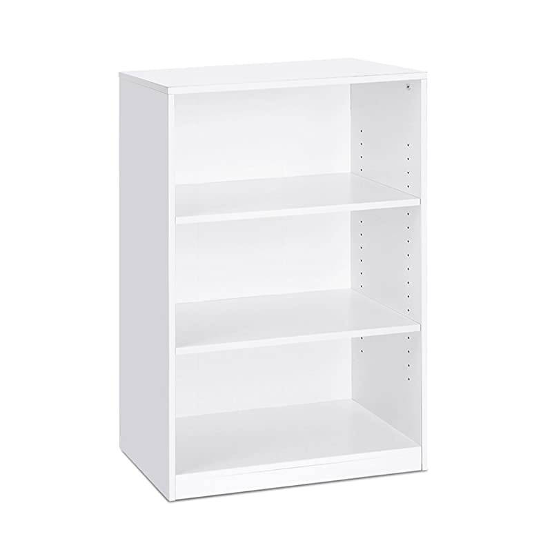 5-Cube Open Shelf, White & Jaya Simple Home 3-Tier Adjustable Shelf Bookcase, White