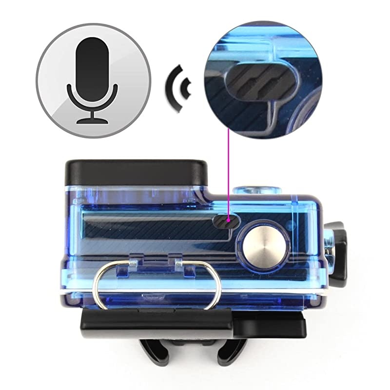 Open Protective Skeleton Housing Case with LCD Touch Backdoor for GoPro Hero 4 GoPro Hero 3 and GoPro Hero 3+ Transparent Blue