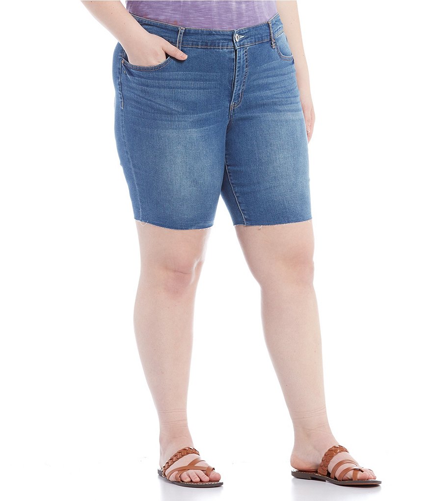 Jessica Simpson Plus Size Adored High Rise Slim Bermuda Shorts