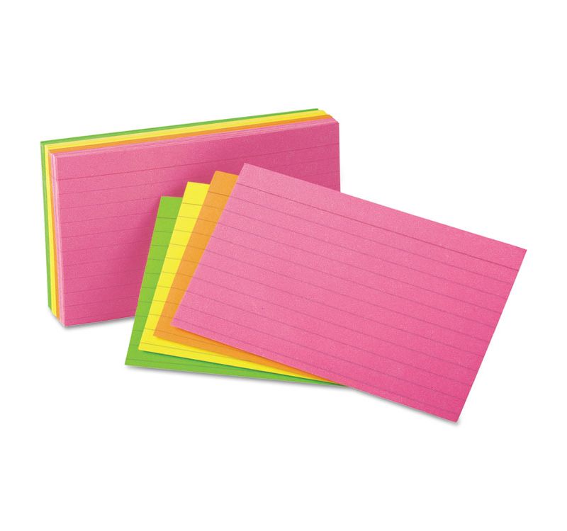 UNIVERSAL Ruled Neon Glow Index Cards 4 x 6 Assorted 100/Pack 47237