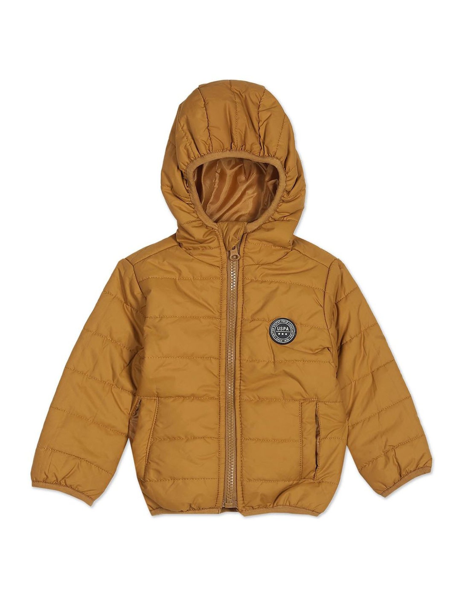 U.S. Polo Assn. Kids Mustard Solid Full Sleeves Puffer Jacket