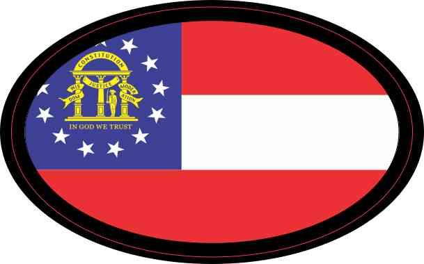StickerTalk Oval Georgia Flag Vinyl Sticker, 4 inches by 2.5 inches