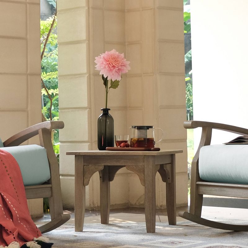 3pc Teak Caterina Patio Rocking Chair Chat Set with Cushions - Blue Spruce - Cambridge Casual