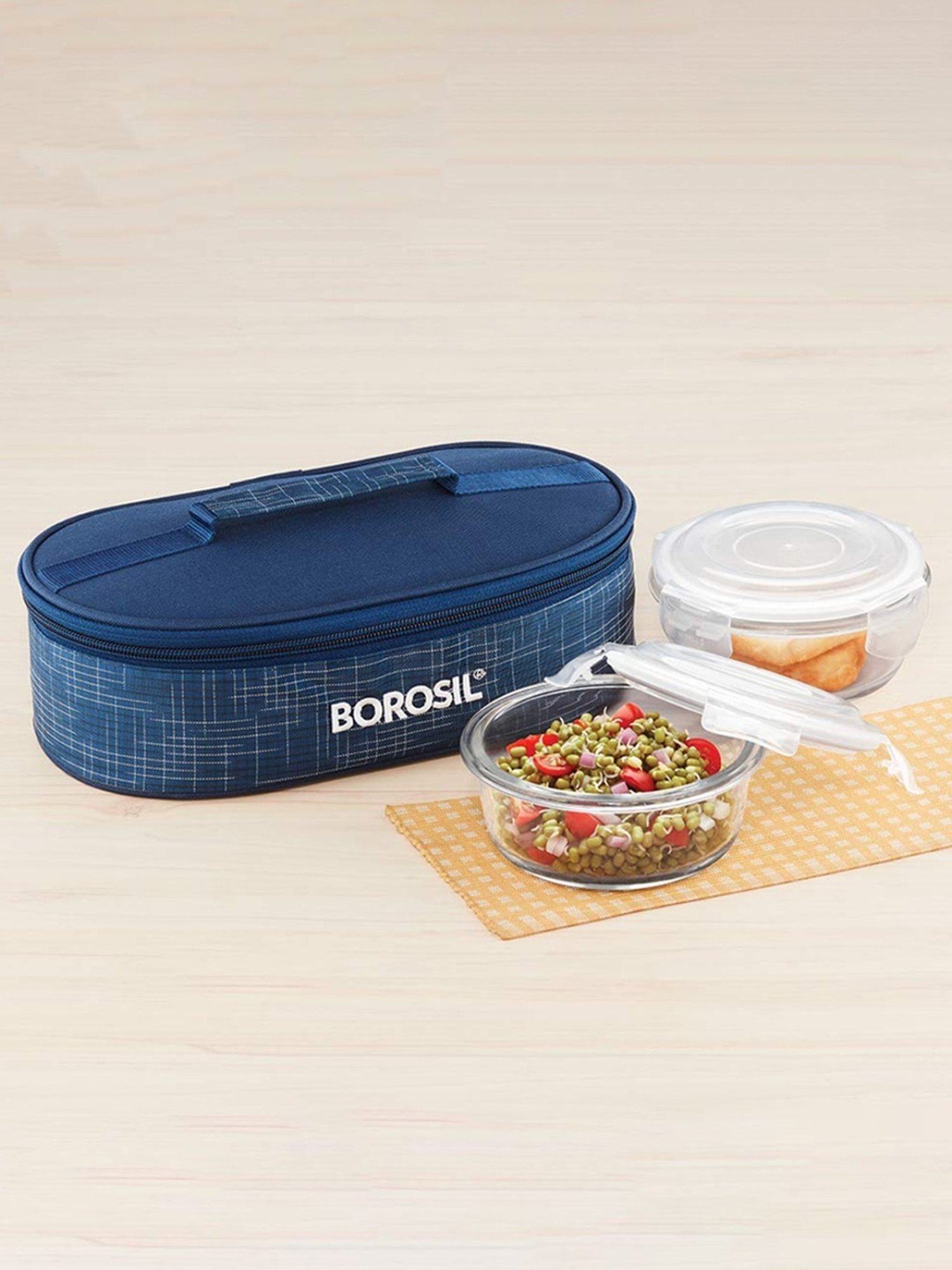 Borosil Grey Stainless Steel Lunch Box - Set of 4