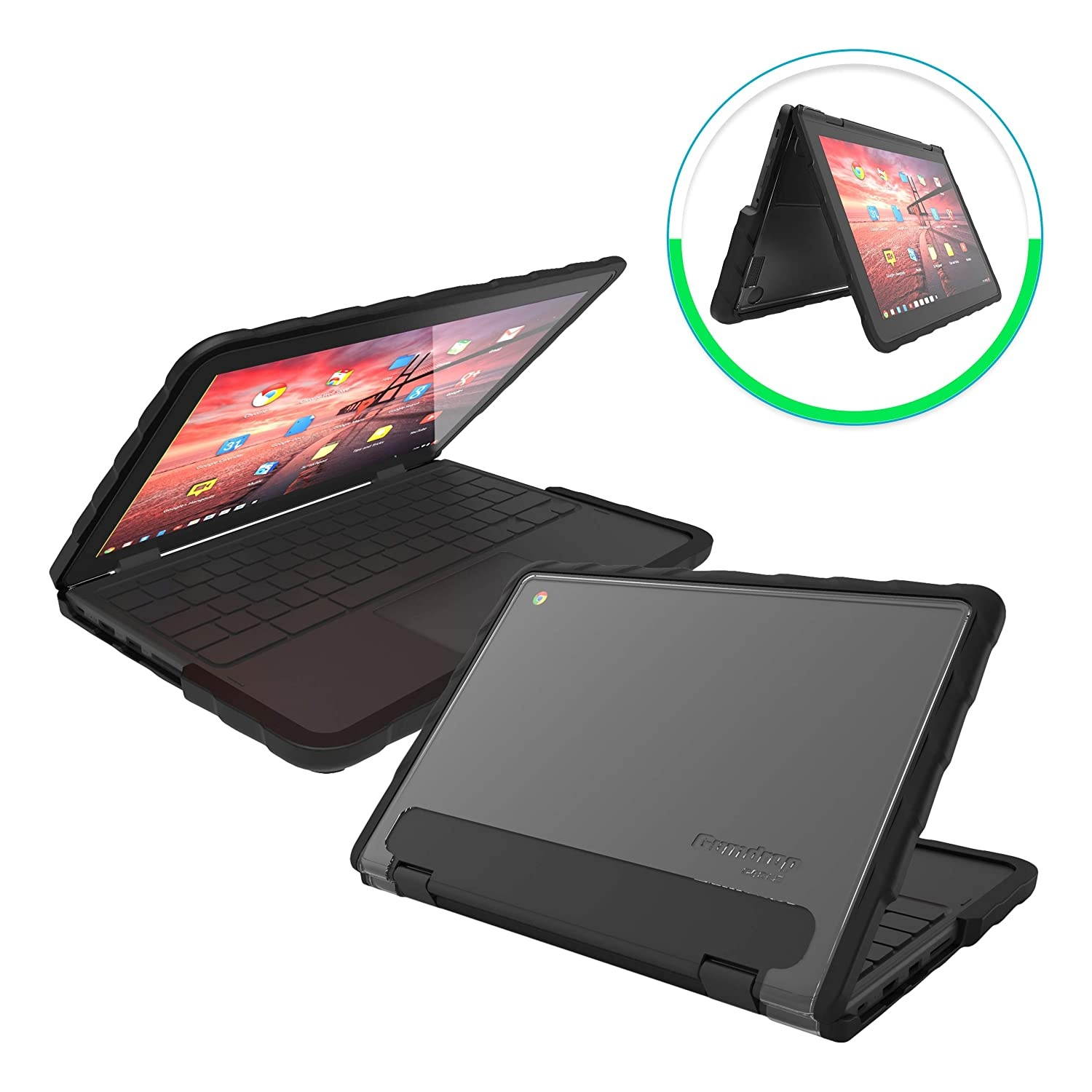 Gumdrop Cases DropTech Protection for Lenovo Chromebook 500e - Black, Rugged, Shock Absorbing, Custom Molded Laptop Cover