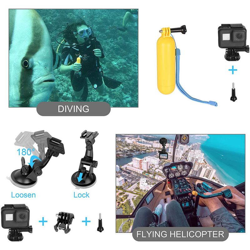 ROME CARE 52 in 1 Action Camera Accessories Kit for GoPro Hero 9 8 7 6 5 4 3+ 3 2 Accessory Bundle Set Compatible with AKASO, SJCAM, Campark, DJI OSMO, APEMAN Action Camera(Black)