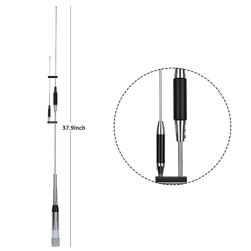 VHF UHF Mult-Band Mobile Radio 2 Meter & 70cm Antenna 37.9 Inch 144/245/430Mhz Whip Antenna for Baofeng Anytone Kenwood TYT Mobile Radios