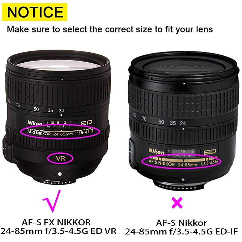 72mm Lens Cap Cover with Keeper for AF-S NIKKOR 24-85mm f/3.5-4.5G Lens for Nikon D800 D750 D700 D600 D610 D7000 D7200 DSLR Camera, Lens Cap & Lens Cover Keeper Leash -2 Pack