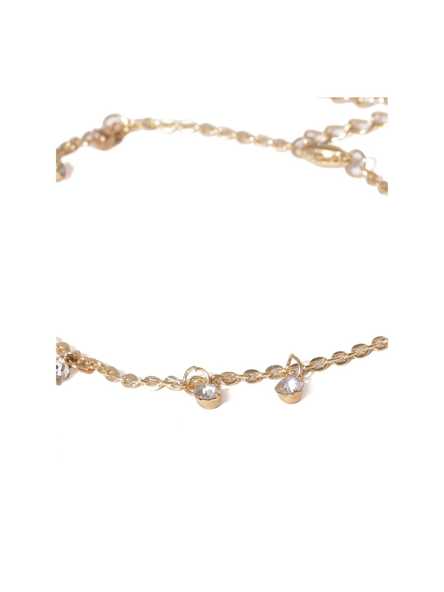 OOMPH Crystal Gold-Tone Delicate Fashion Stylish Latest Anklet for Women