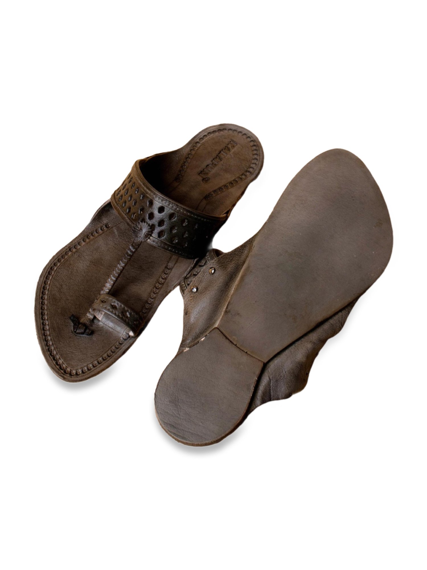Kalapuri Men's Grey Kolhapuri Sandals