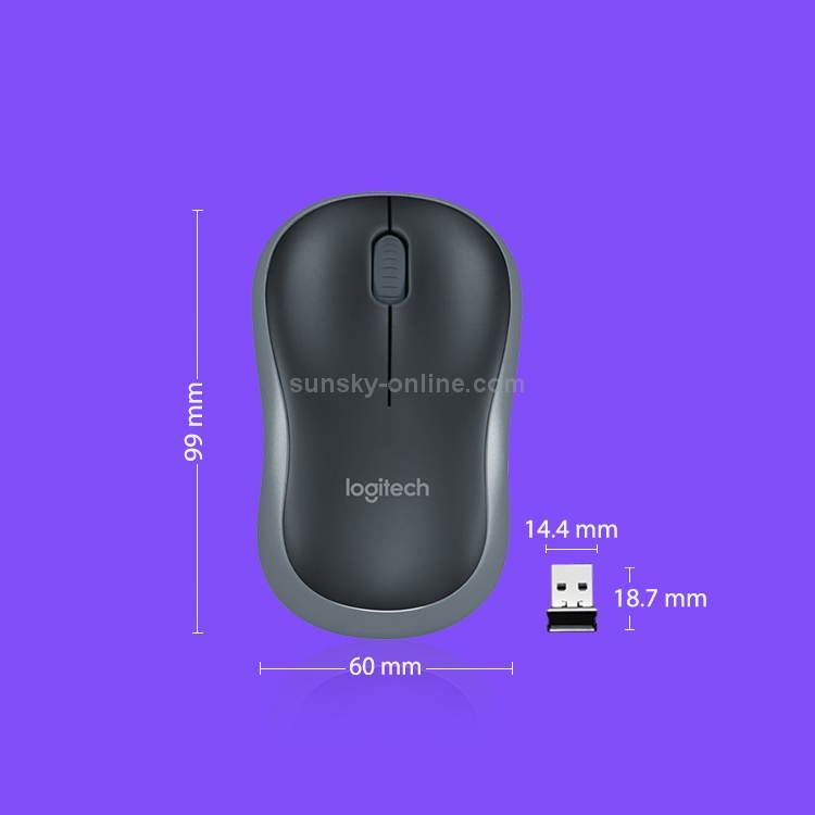 Logitech M186 Wireless Mouse Office Power Saving USB Laptop Desktop Computer Universal(Black Grey)