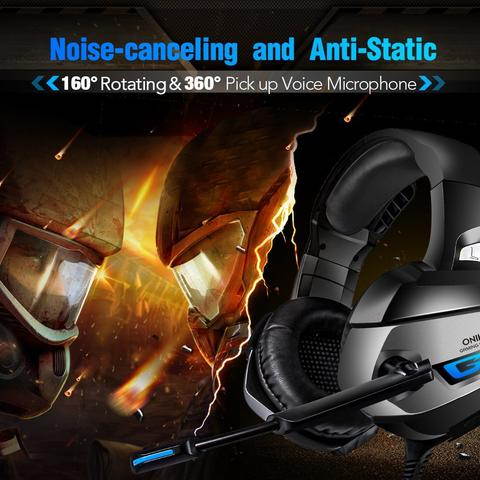 ONIKUMA K5 Black Gaming Headset for PS4, Xbox One  & PC with Crystal Clear Sound, 3.5mm Stereo, Omnidirectional mic. Memory foam ear padding for maximum comfort. Wired Gaming Headset.