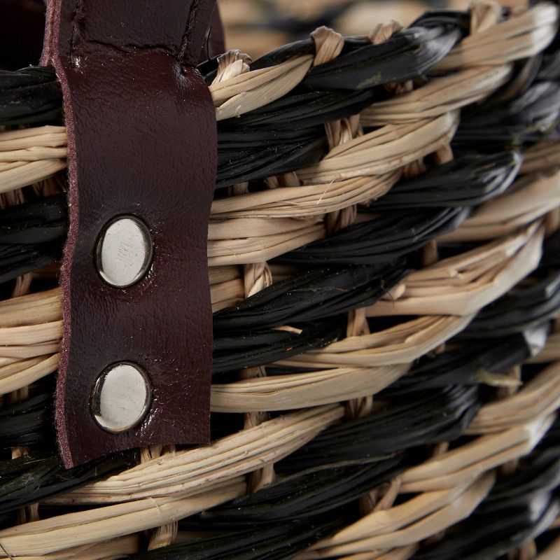 3pk Round Seagrass Storage Baskets with Handles Brown