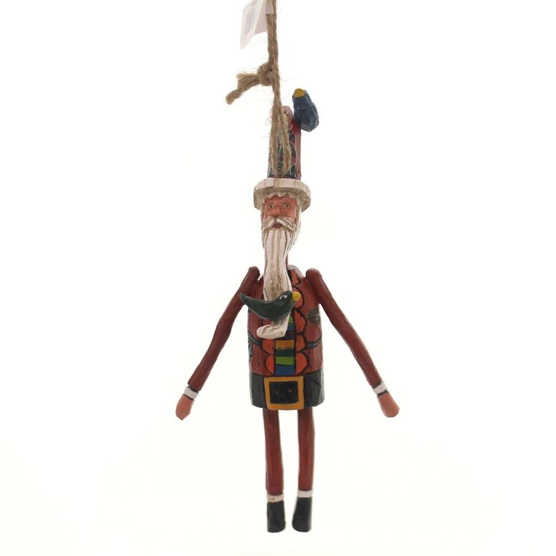 Holiday Ornaments 6.5" Santa With Bird/ Tree Hat Sticks Designs Inc Christmas  -  Tree Ornaments