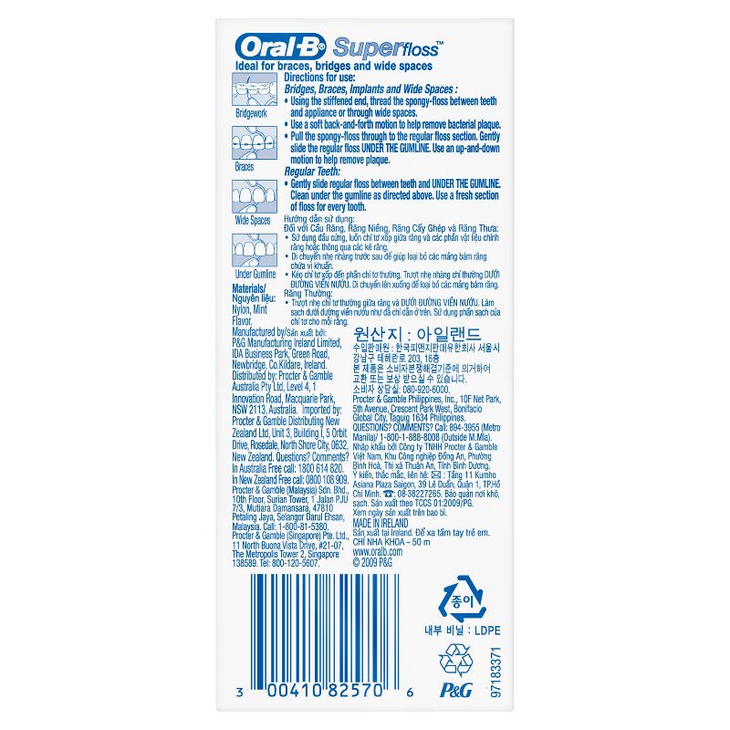 Oral-B Mint Super Floss Pre-Cut Strands - 50ct
