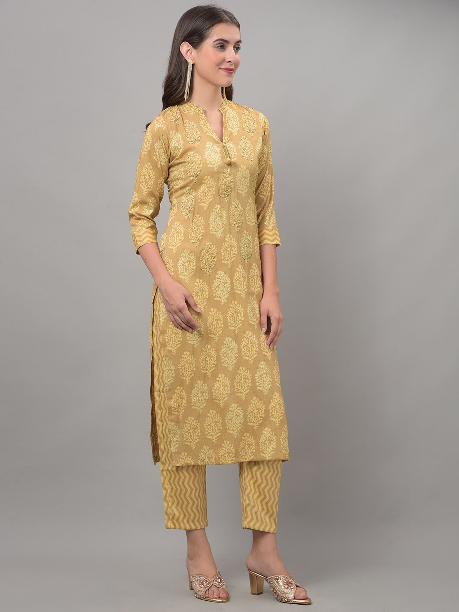 Dollar Missy Beige Embellished Kurta With Pants