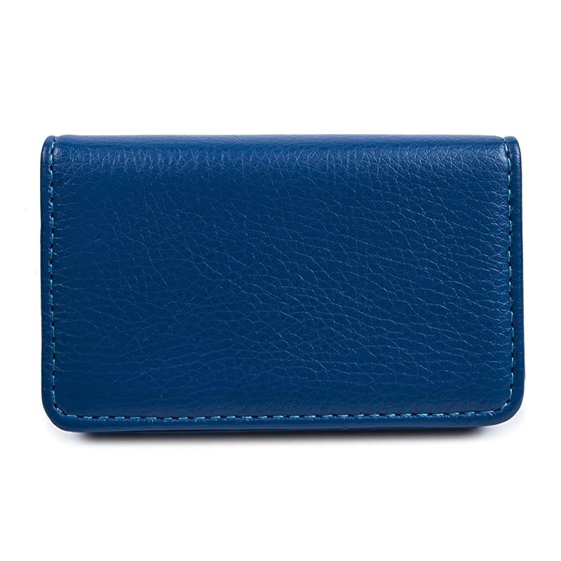 Leather Business Card Holder for Men Women  Business Name Card Case Credit Card Holder Slim Card Wallet Carrier Leather Card Pocket Card Holder with Magnetic Shut Blue