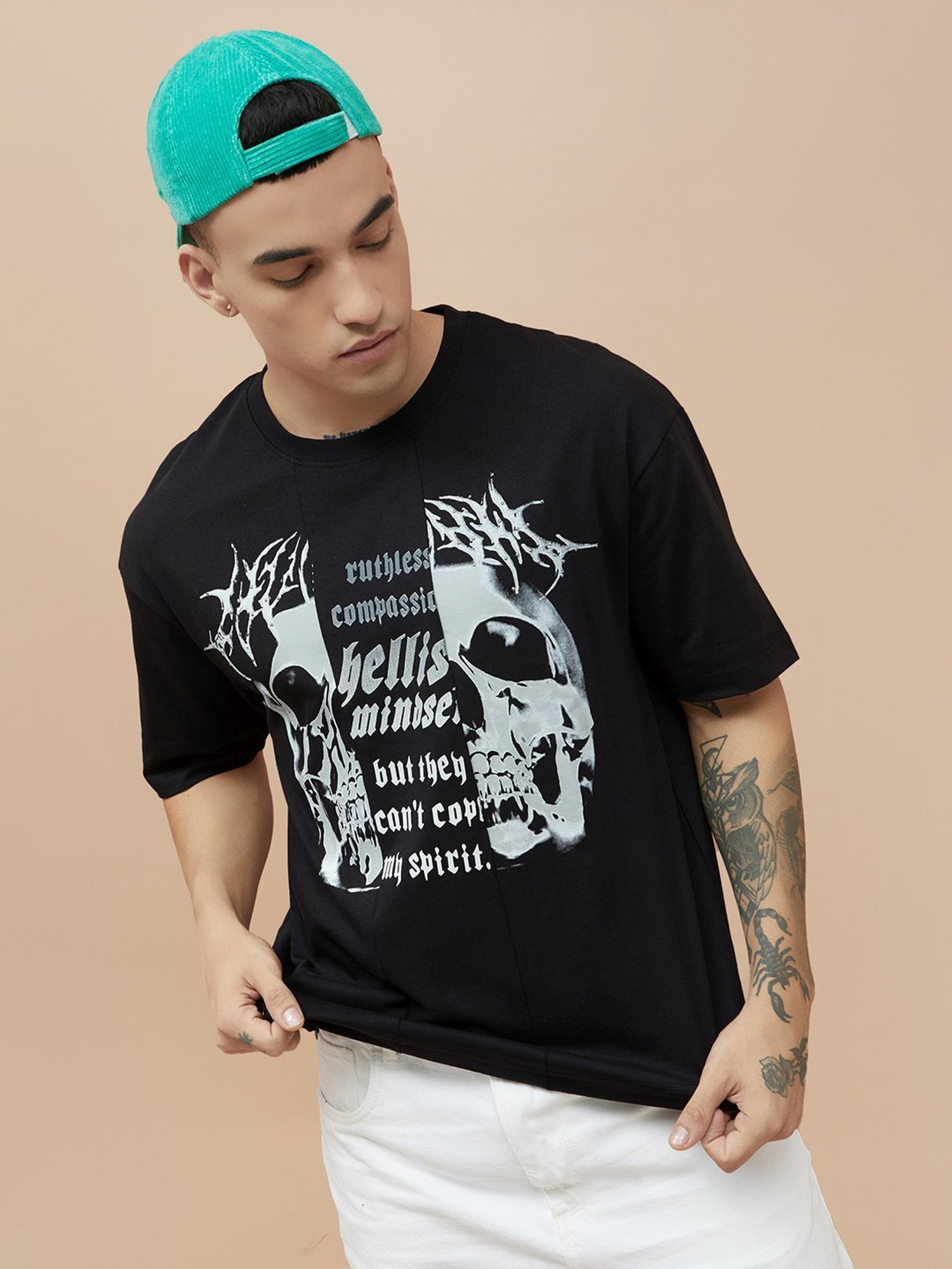 Forca By Lifestyle Black Cotton Regular Fit Printed T-Shirt