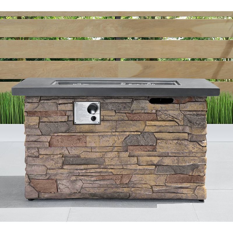 Sage 35"x35" Round Outdoor Fire Table - Stone - Sego Lily