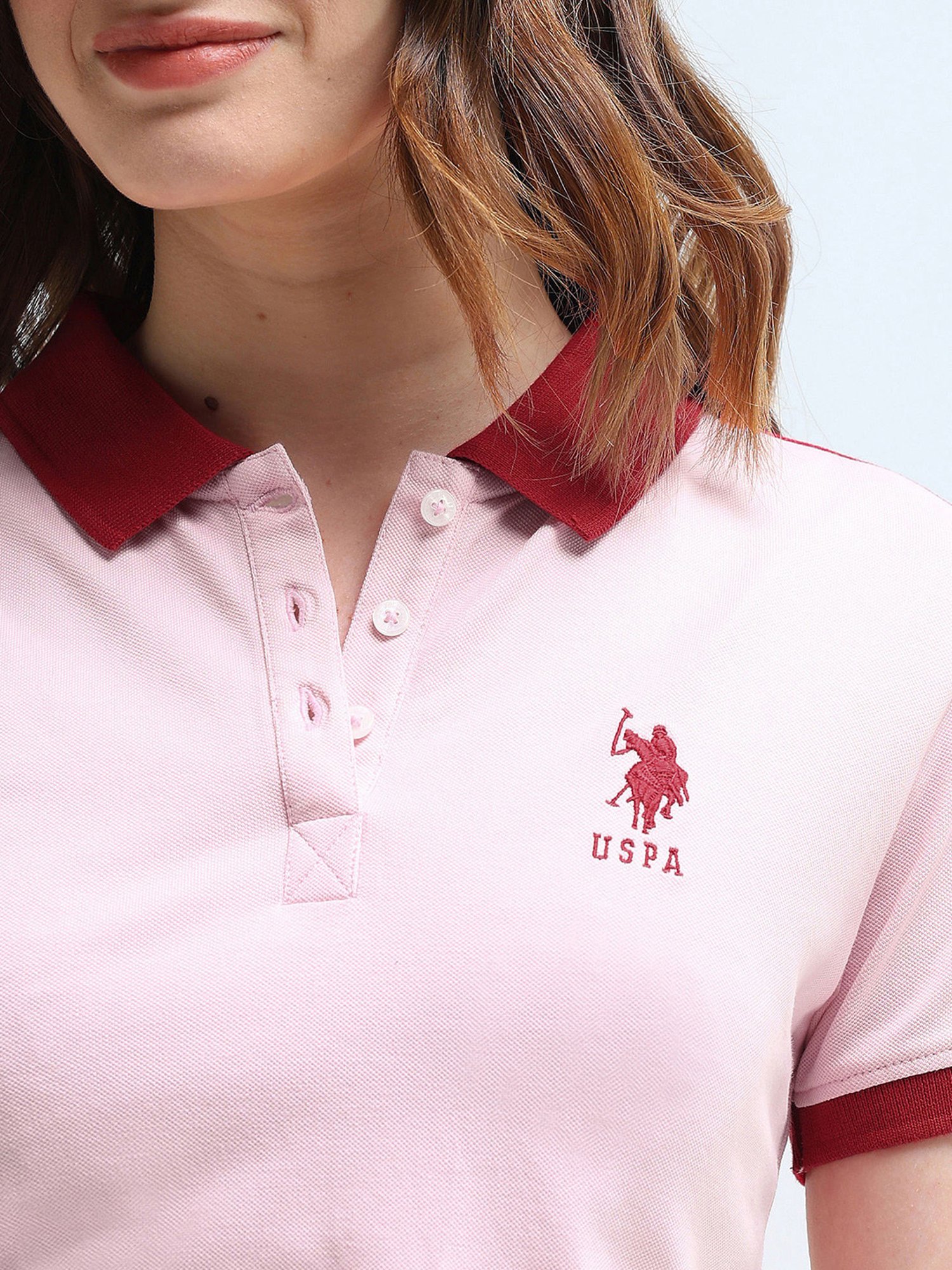 U.S. Polo Assn. Pink Logo Print Polo T-Shirt