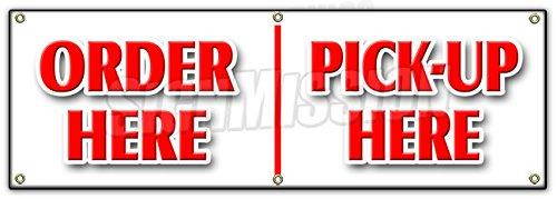 72" ORDER HERE PICK-UP HERE BANNER SIGN hamburger pizza french fry ice cream