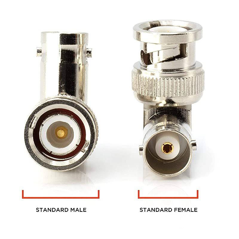 Right Angle BNC Connector - 4 Pack - BNC Elbow Male Female Adapter / 90 Degree Coaxial Connector /, Well Built, Professional Quality - HD SDI