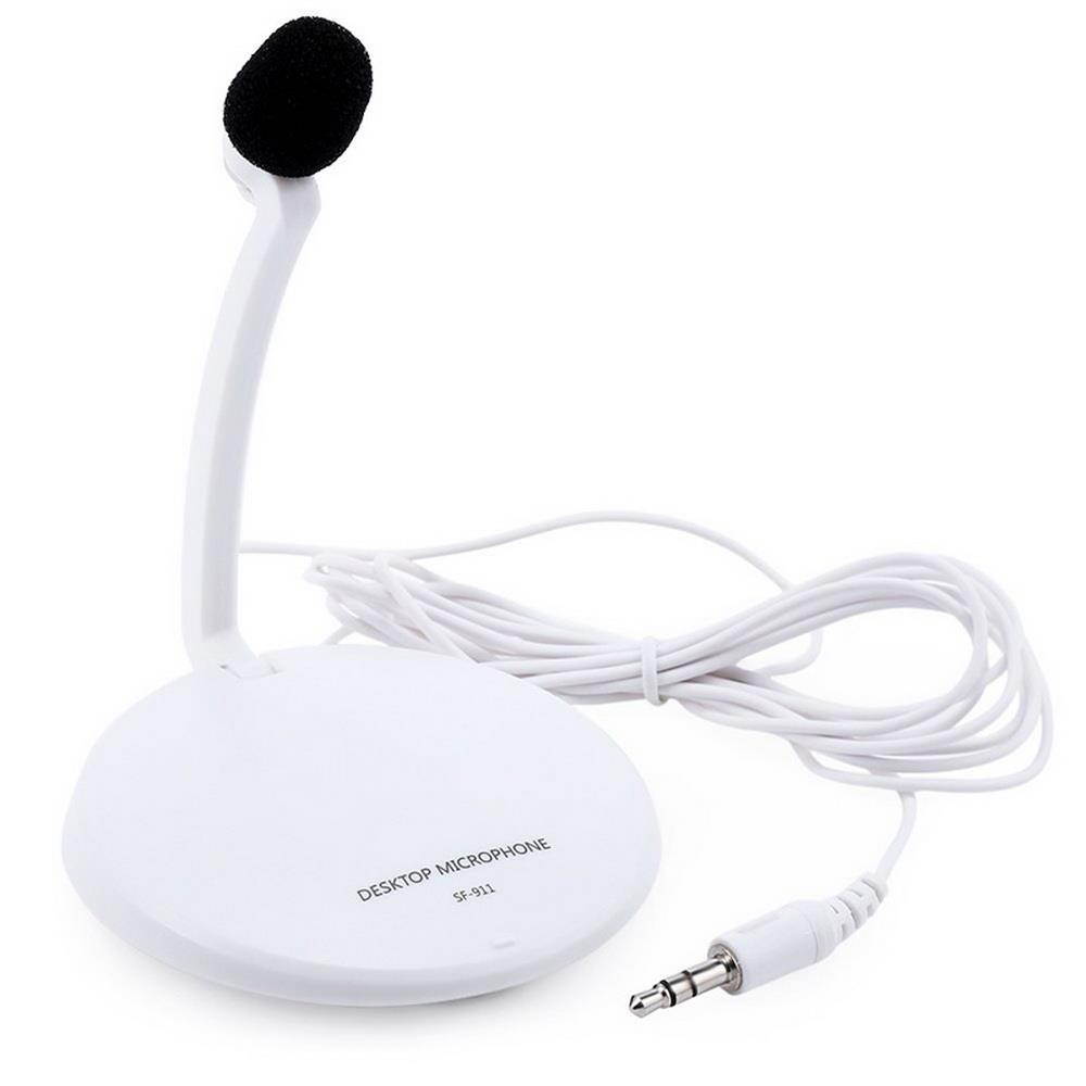 axGear Desktop Microphone 3.5mm Audio Jack w/ Tie-clip for PC Laptop Notebook Skype Voice Record White